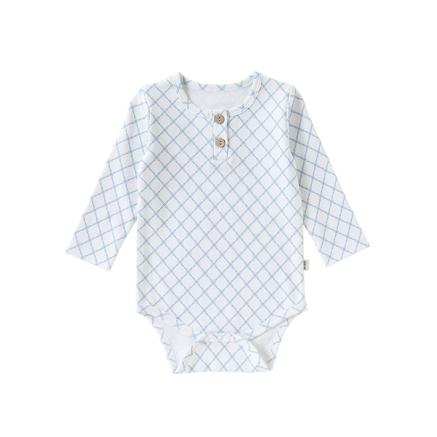 Long-Sleeve Printed Romper プリント 長袖ロンパース【mh0012331】 66cm / Blue check mamahalo shop