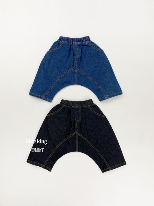 Low Crotch Denim Sarrouel Pants 無地 七分丈サルエルパンツ【mh0012845】 Gikv king ハーフパンツ・ショートパンツ