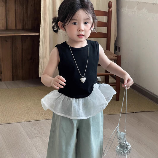 タンクトップ・キャミソール・ノースリーブトップス ビッグペプラムノースリーブTシャツ【mh0009735】