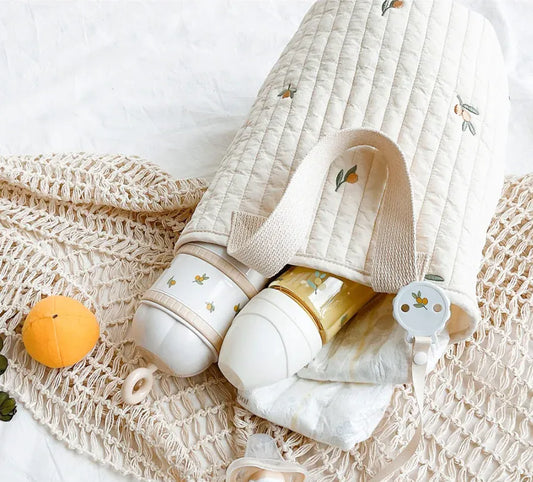 マザーズバッグ キルティングバック 刺繍 バケツバック トートバッグ ママバッグ くま オリーブ チューリップ 鞄