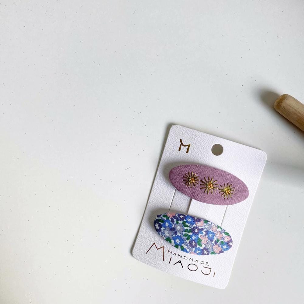 ヘアアクセサリー ベビー キッズ 刺繍 フラワー ヘアピン ヘアアクセサリー パッチンピン スリーピン 2個セット