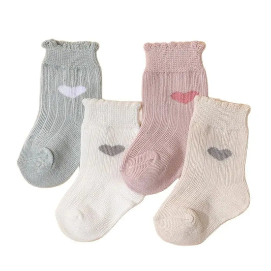 ベビー用靴下・タイツ *メーカー直送* ベビーソックス 靴下4足セット ハートショートソックス【mh0007887】