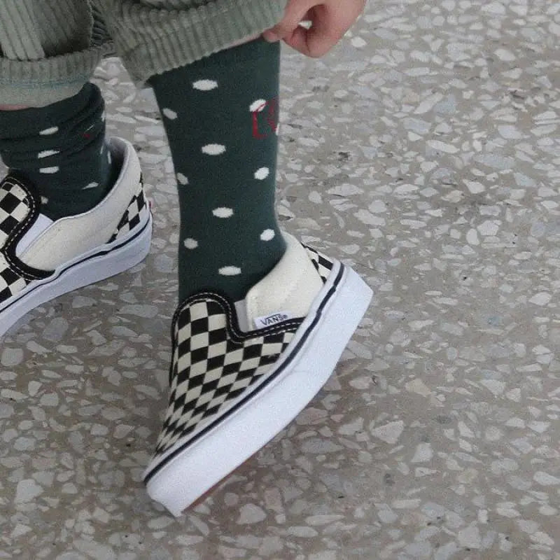 ベビー用靴下・タイツ *メーカー直送* キッズソックス 靴下4足セット レターロゴボーダー水玉ドット ミドル丈ソックス【mh0008506】