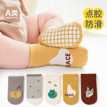 ベビー用靴下・タイツ ベビー キッズ ショート ソックス 靴下 滑り止め付き 5足 セット 6979