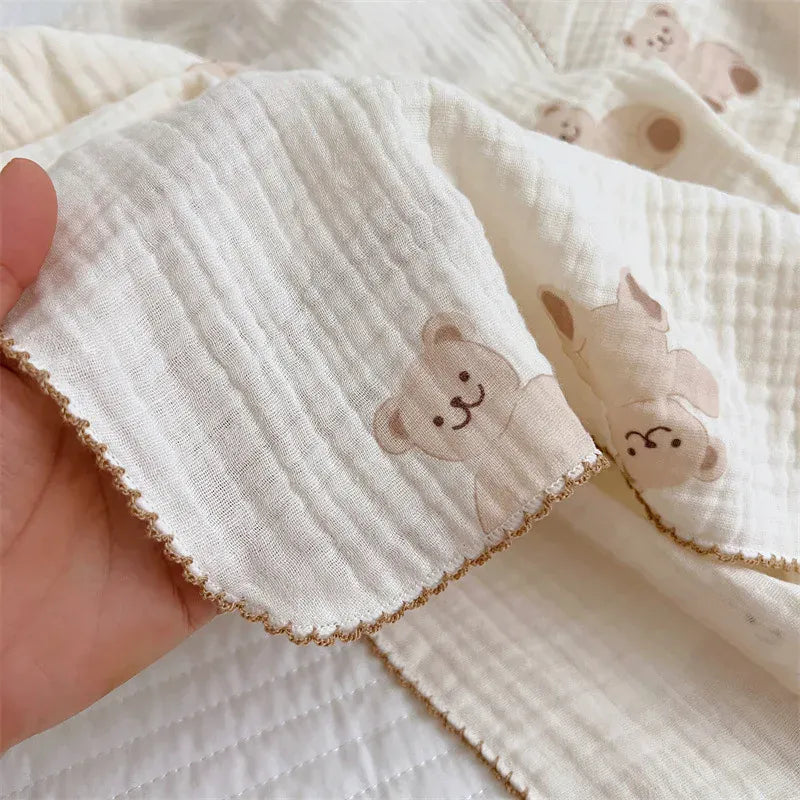 ベビーブランケット・タオル bear blanket / 120X130cm ベビーブランケット ガーゼケット おくるみ スワドル ベアくまプリント 120X130cm【mh0006259】