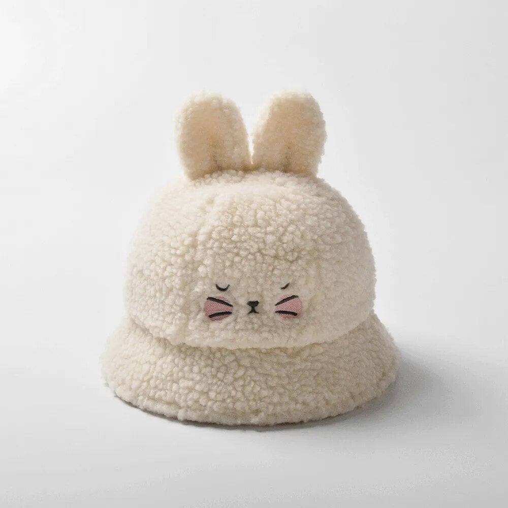 ベビー用帽子 beige / 46cm ベビー キッズ くま ベア うさぎ フリース キャップ 帽子 バケットハット
