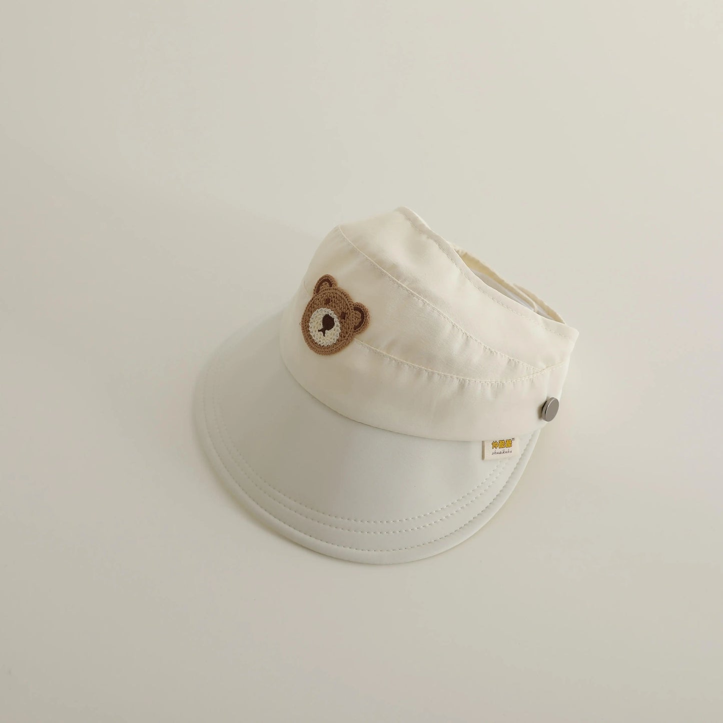 ベビー用帽子 beige / 48-52cm / 取り寄せ(7〜30日) キッズ帽子 サンバイザー 日除け ベアくまワッペン サマーハット