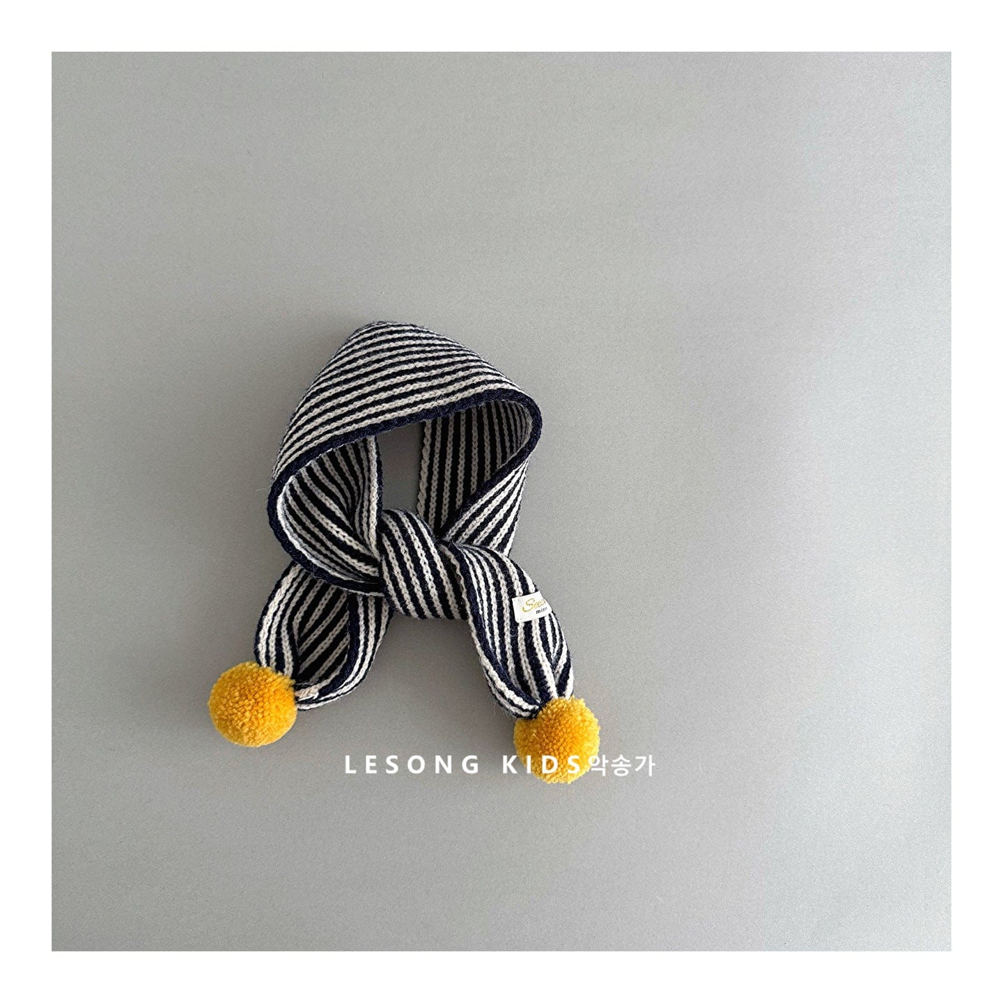 ネックウォーマー Black / One Size キッズ マフラー ストライプ ポンポン ニット 防寒 ネックウォーマー【mh0011596】