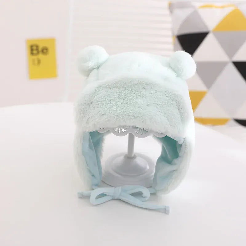 ベビー用帽子 Blue / One Size ベビー くま耳 耳あて ボアフリース 帽子 キャップ【mh0003491】