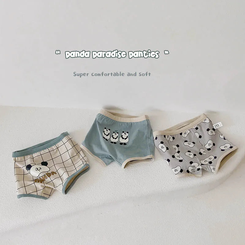 幼児用下着 boxer briefs / S キッズ下着3枚セット ボーイズパンツ アンダーウェア パンダ ボクサー/ブリーフ【mh0004079】