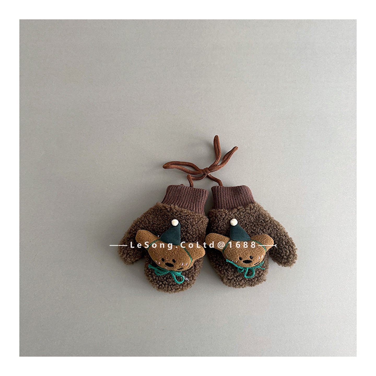 ベビーキッズその他アクセサリー Brown / One Size ベビーキッズ手袋 ミトン 指なし フリース アニマルアップリケ【mh0011827】