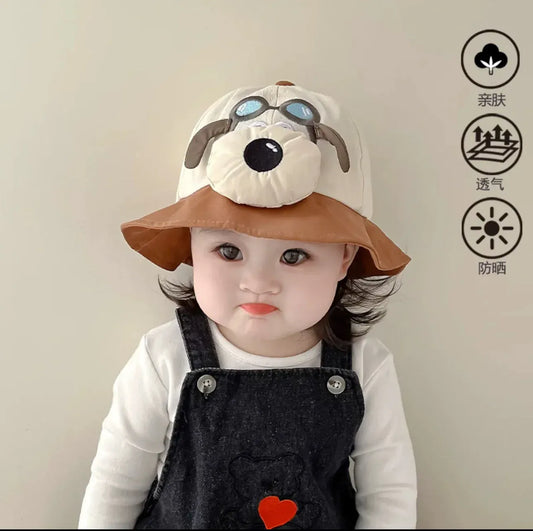 ベビー用帽子 Bucket Hat 4 / One Size ベビー帽子キャップ 犬 ドッグ ワンポイント 野球帽 サマーハット【mh0005168】
