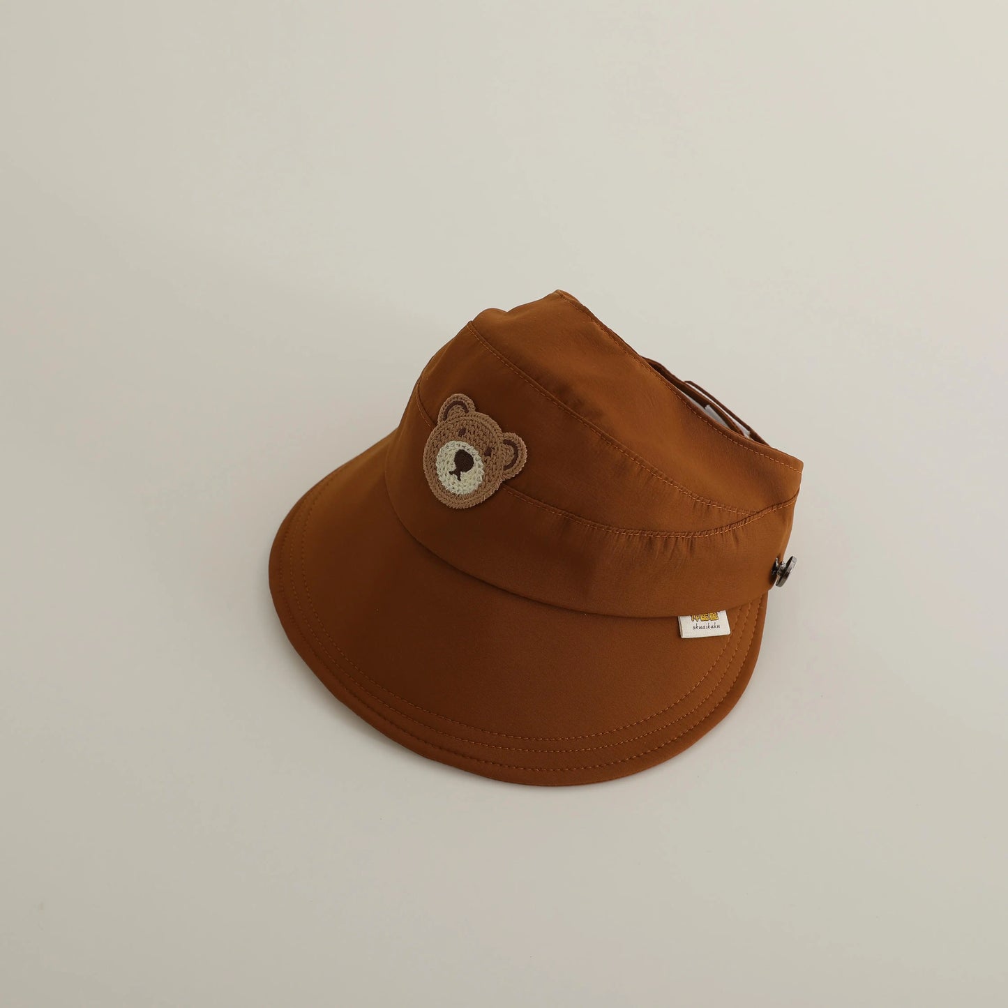 ベビー用帽子 coffee / 48-52cm / 取り寄せ(7〜30日) キッズ帽子 サンバイザー 日除け ベアくまワッペン サマーハット