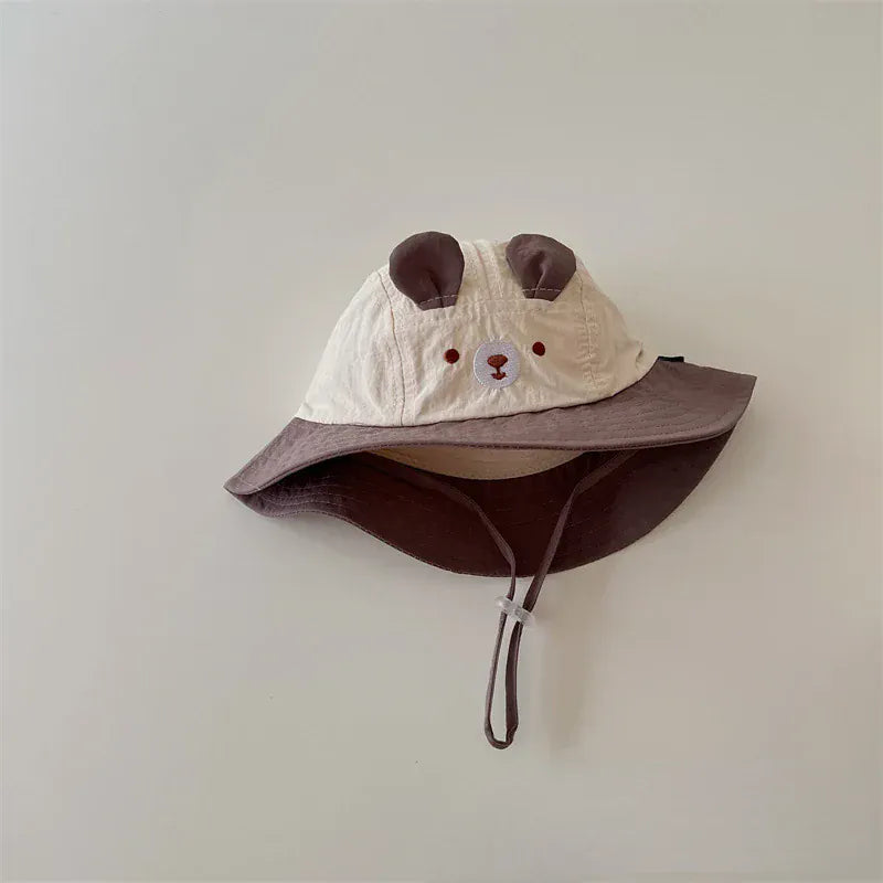 ベビー用帽子 grey / Child 48-50cm ベビーキッズ帽子 耳付きバケットハット サファリハット 3カラー