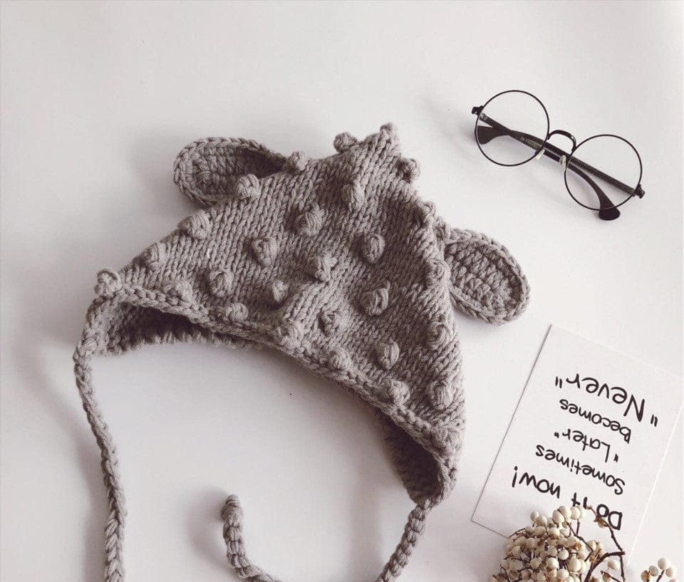 ベビー用帽子 Grey / One Size ベビー キッズ ニット 耳付き とんがり 帽子【mh0003501】