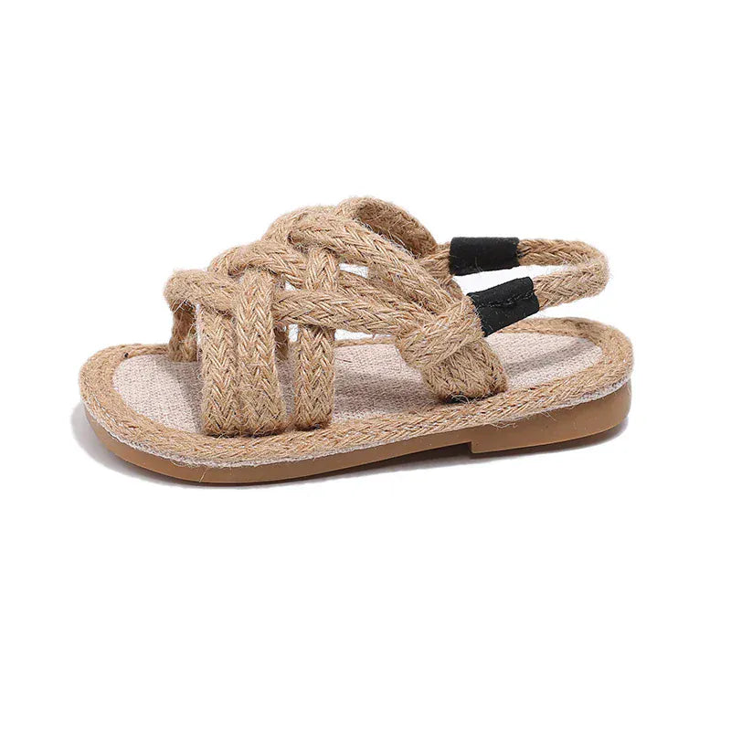 靴 khaki / 21-Insole13cm / 取り寄せ(3〜14日) キッズサンダル ロープ編みシューズ サマーサンダル 2カラー