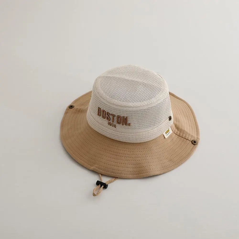 ベビー用帽子 khaki / 48-52cm / 取り寄せ(7〜30日) キッズ帽子 メッシュ サファリハット ハット レターロゴ刺繍 サマーハット