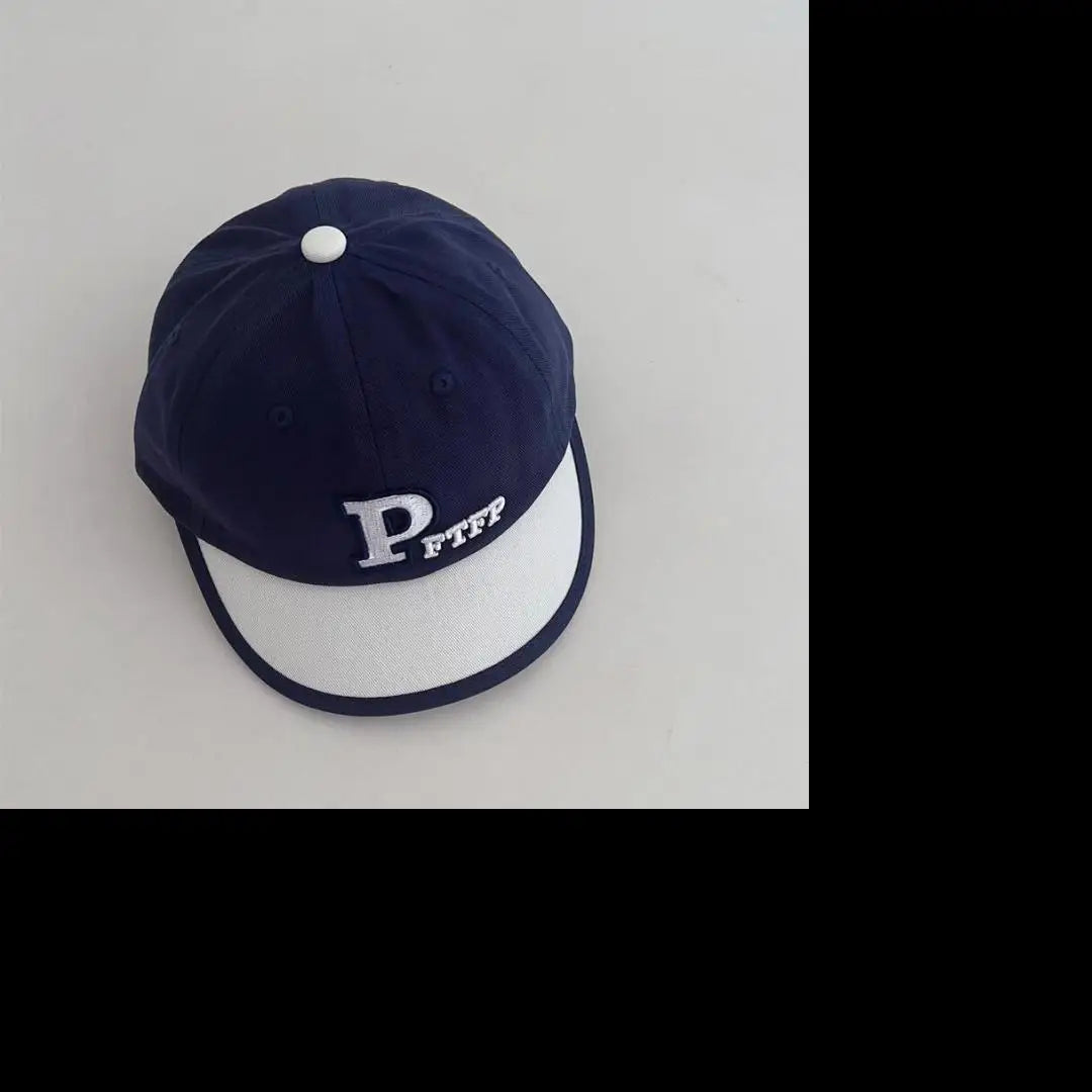 ベビー用帽子 navy / 48-52cm for Kids キッズ キャップ 調節可能 パッチワーク ベースボールキャップ 日よけ帽子