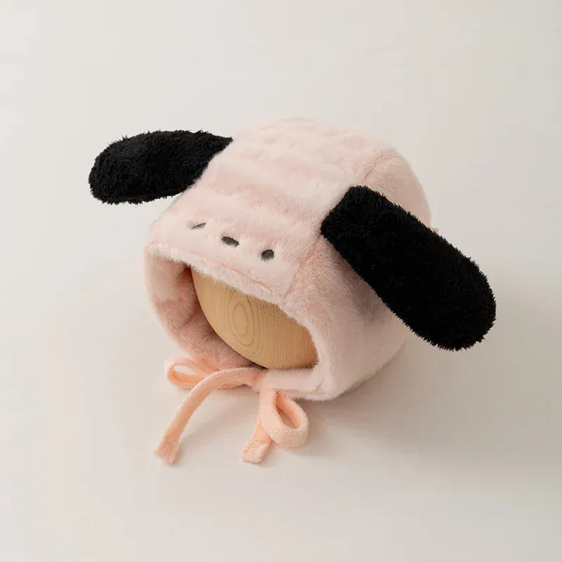 ベビー用帽子 Pink / 36-46CM ベビー帽子 耳付きアニマルファーフリースボンネットキャップ【mh0007806】