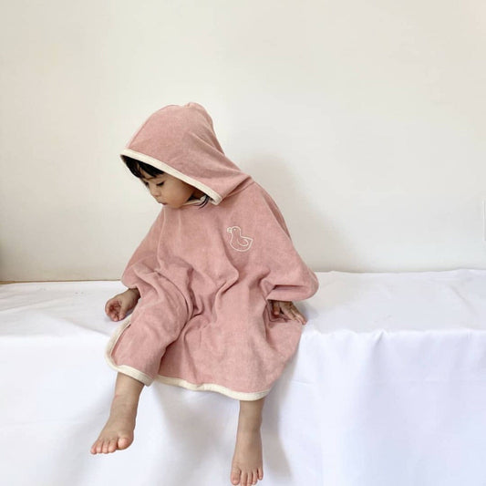 ベビーブランケット・タオル Pink / One Size ベビー キッズ フーディ タオル ローブ プールタオル フード付きタオル