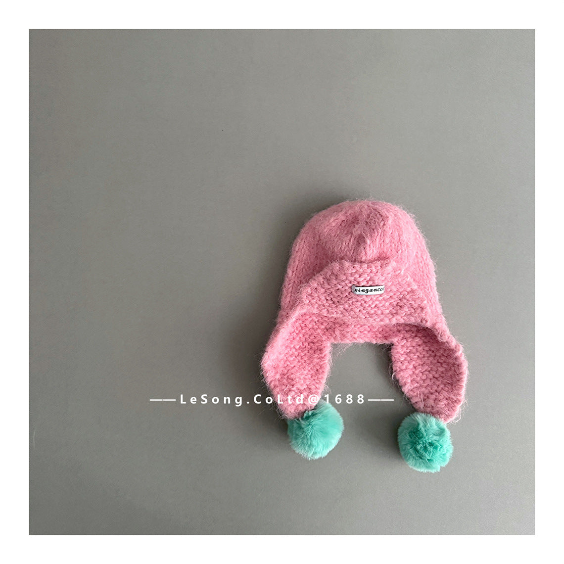 ベビー用帽子 Pink / One Size キッズ帽子 キャンディカラー ニットキャップ 耳当て付き トラッパー【mh0011819】