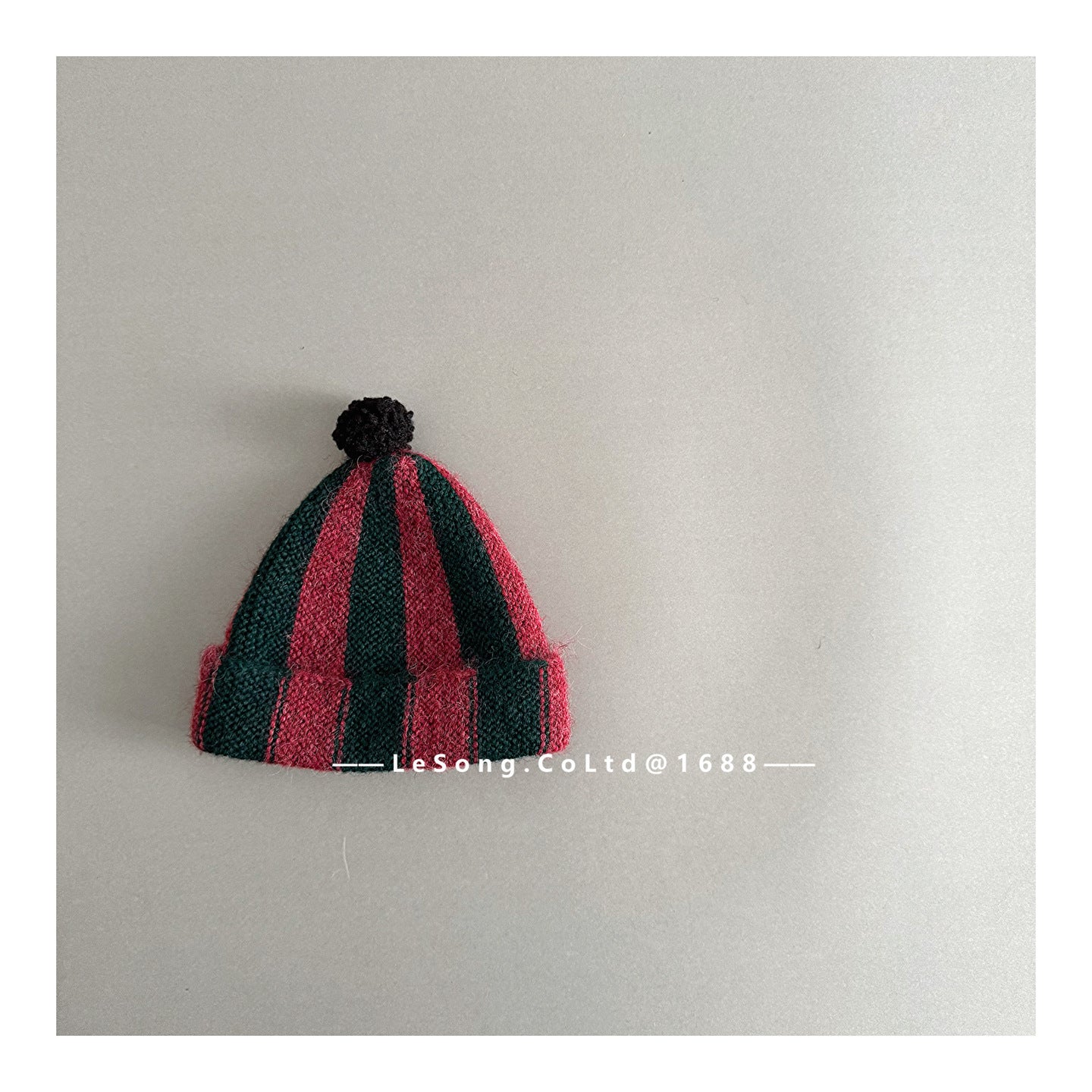 ベビー用帽子 Pink / One Size ベビー帽子 ストライプ ぽんぽん ピエロ ニットキャップ【mh0011835】