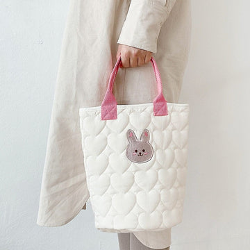 マザーズバッグ rabbit ハート キルティング トートバッグ マザーズバッグ ままバッグ バケツ バッグ 鞄 くま ベア うさぎ りす 4227C