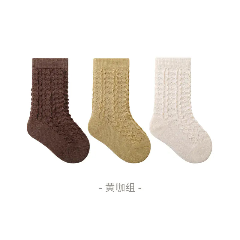 ベビー用靴下・タイツ set D / XS 0-6M ベビーキッズソックス 靴下3足セット シンプルベーシック【mh0007177】