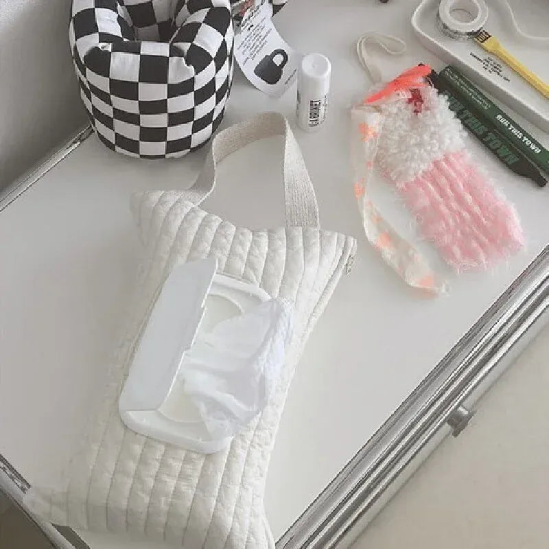 おむつポーチ Stripe ウェットティッシュケース お尻ふきケース 蓋付き 持ち手付き ベビーカー カー用品【mh0004643】