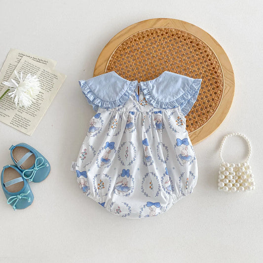 ノースリーブロンパース ☺︎ ベビーロンパース ノースリーブ リボンカラー ボディスーツ