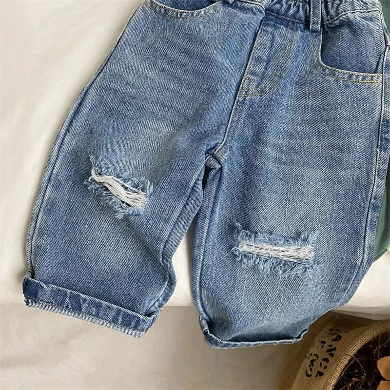 デニムパンツ キッズパンツ デニムパンツ ジーンズ ダメージ加工 ジーパン