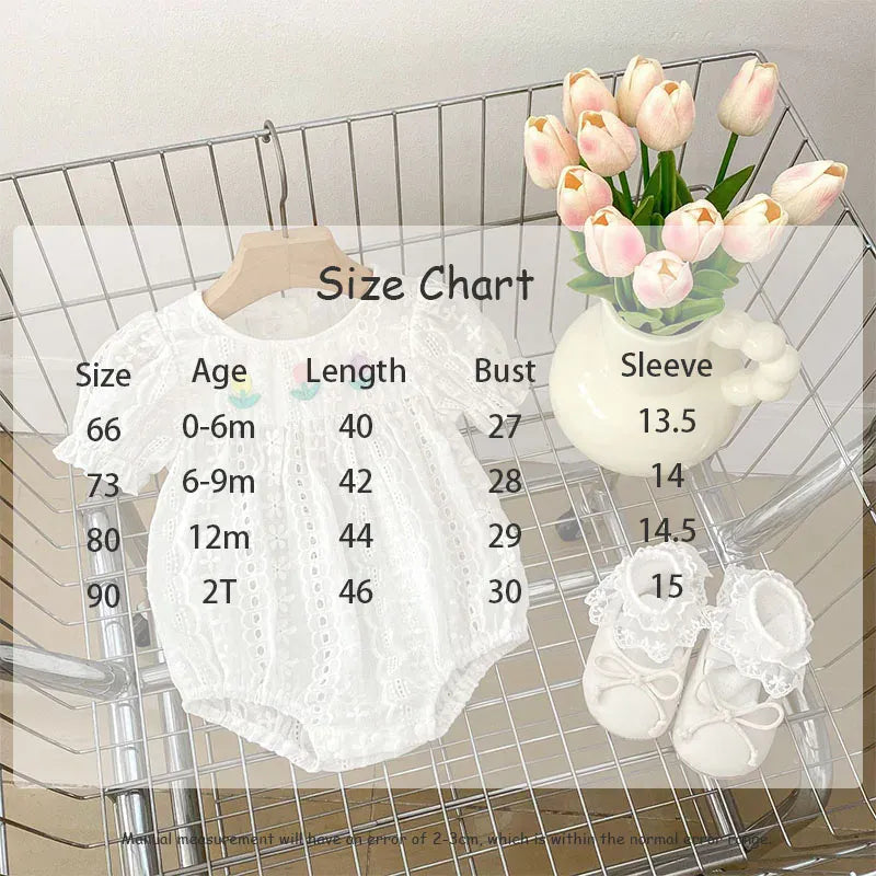 半袖ロンパース ベビーロンパース/キッズワンピース 半袖ボディスーツ/半袖ワンピース レース チューリップ刺繍 リンクコーデ 姉妹 お揃いコーデ
