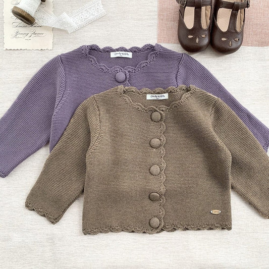 カーディガン・パーカー ベビー キッズ くるみボタン ニット カーディガン ジャケット ガールズ