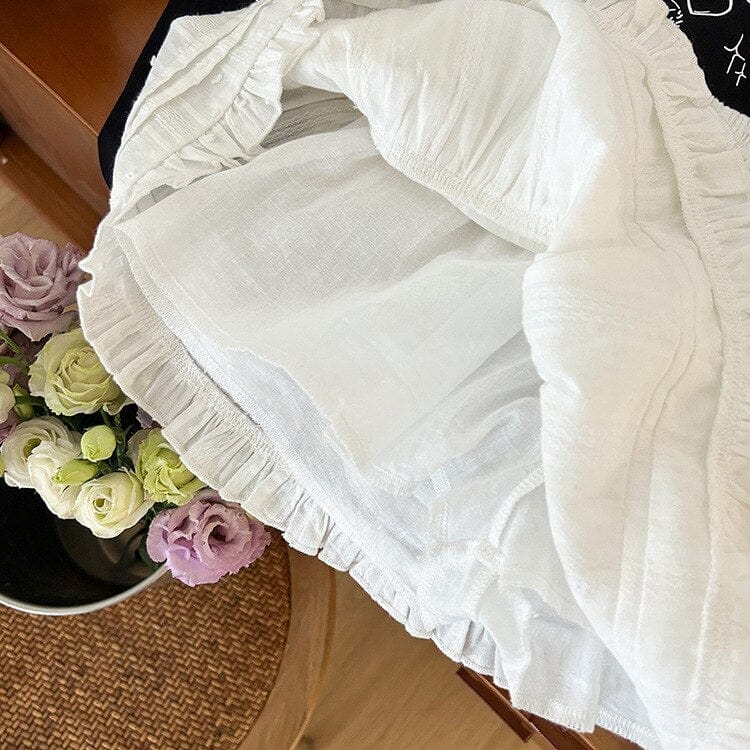 スカート キッズ フリル レイヤード パンツイン スカート ホワイト ガールズ