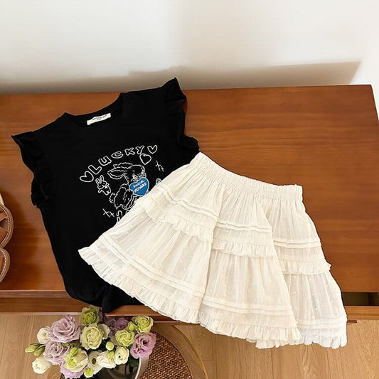 スカート キッズ フリル レイヤード パンツイン スカート ホワイト ガールズ