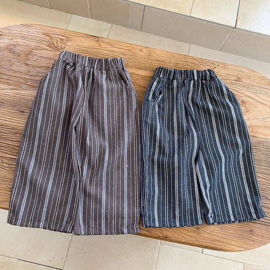 ロングパンツ・スウェットパンツ キッズパンツ ストライプルーズワイドロングパンツ 2カラー