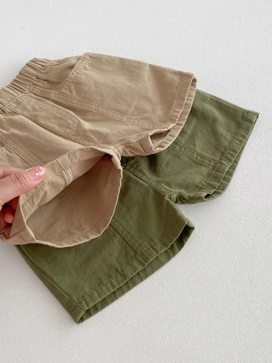 ハーフパンツ・ショートパンツ キッズパンツ レトロシルエット ショートパンツ シンプルベーシック 2カラー