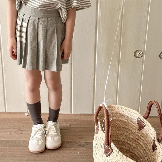 スカート キッズスカート プリーツミニスカート パンツインスカート ライン入り スクールスタイル 2カラー
