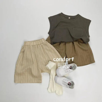 ハーフパンツ・ショートパンツ キッズパンツ ルーズハーフパンツ ショートパンツ ストライプ 2カラー