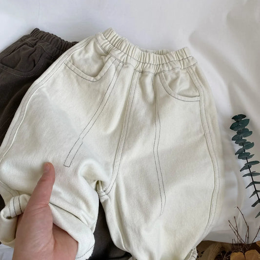 ロングパンツ・スウェットパンツ ☺︎ キッズパンツ シンプルベーシック ルーズパンツ 2カラー