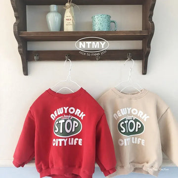 トレーナー・フーディ ベビートップス 長袖スウェットシャツト レーナー レターロゴプリント 2カラー