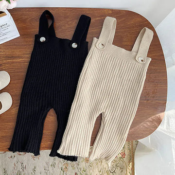 サロペットパンツ・サスペンダーパンツ ベビートップス サロペット ニットセーター ニットサスペンダーパンツ オーバーオール 2カラー