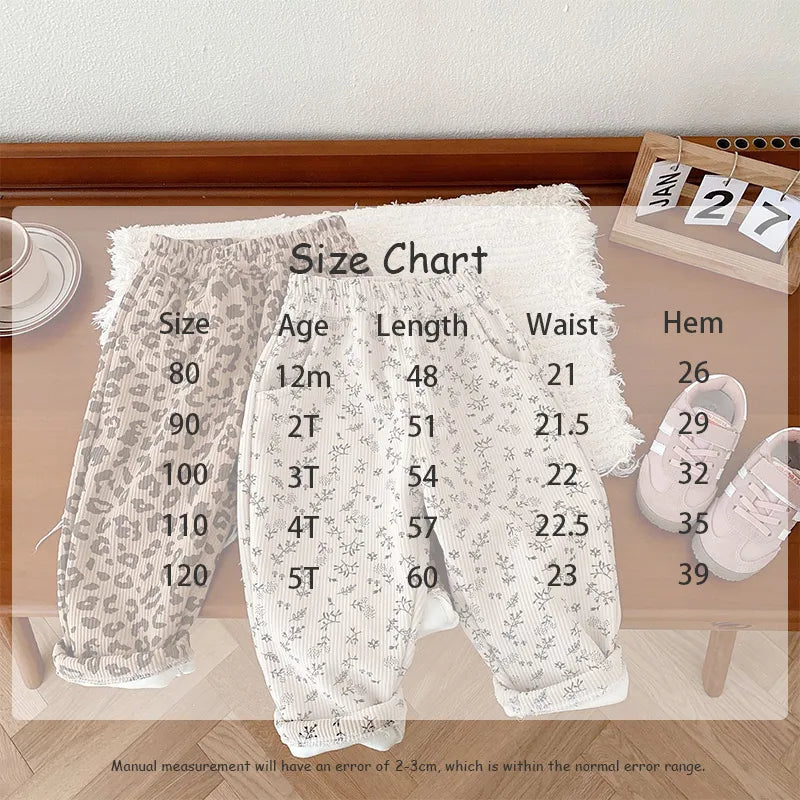 ロングパンツ・スウェットパンツ キッズパンツ コーデュロイパンツ フラワー小花柄プリント裏フリースパンツ 2カラー