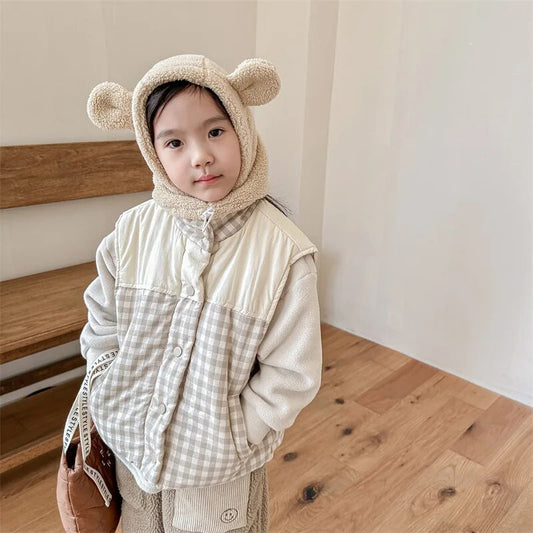 ベスト キッズベスト アウター チェック ジャケット ブルー ネージュ 2カラー ボーイズ 男の子 子供服