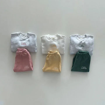 長袖セットアップ キッズセットアップ 2点セット スウェットシャツ+スウェットパンツ レターロゴ刺繍 3カラー