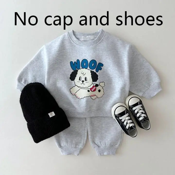 長袖セットアップ キッズセットアップ 2点セット 長袖スウェットシャツ+スウェットパンツ キャラクタープリント 4カラー