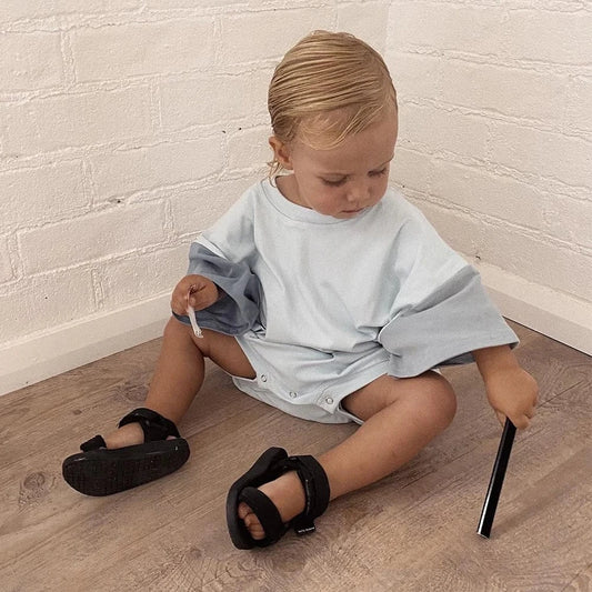 半袖ロンパース ベビーロンパース/キッズセットアップ 2点セット 半袖 パッチワーク リンクコーデ 兄弟姉妹 お揃いコーデ【mh0006135】