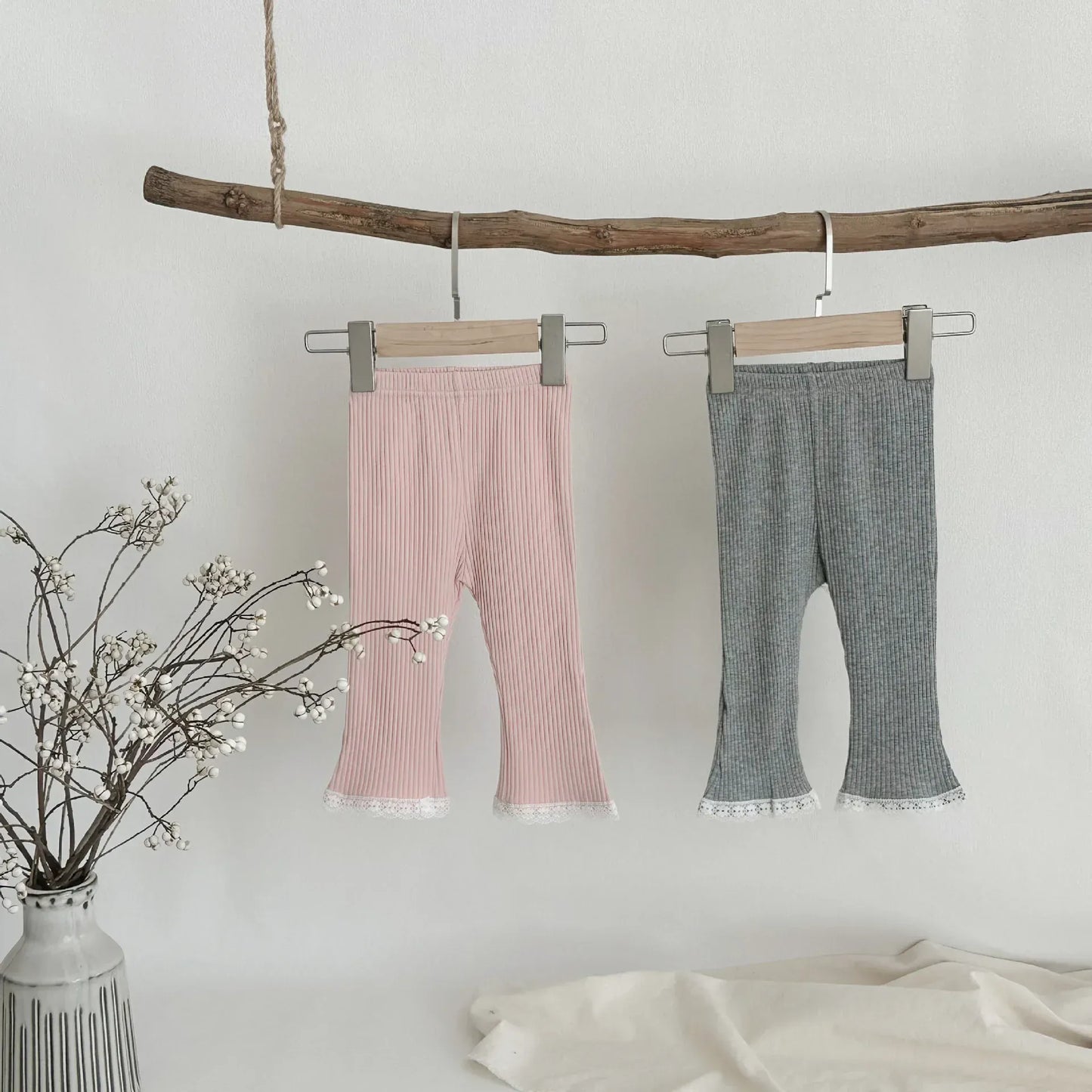 レギンスパンツ ベビーパンツ 裾レースレギンスパンツ 2カラー【mh0007222】