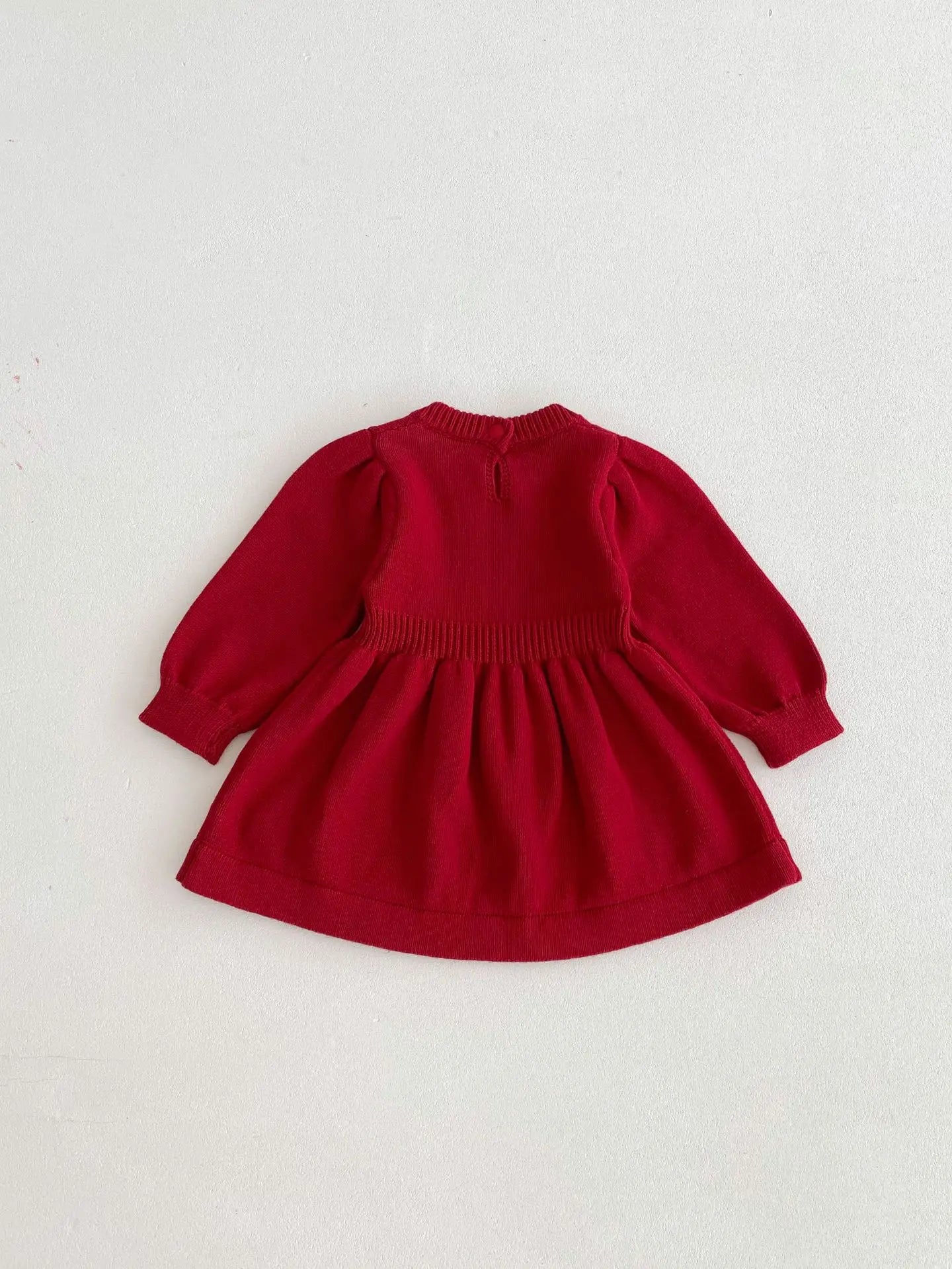 長袖ワンピース ベビーキッズワンピース フラワーブーケ刺繍ニット長袖ワンピース 2カラー【mh0007612】