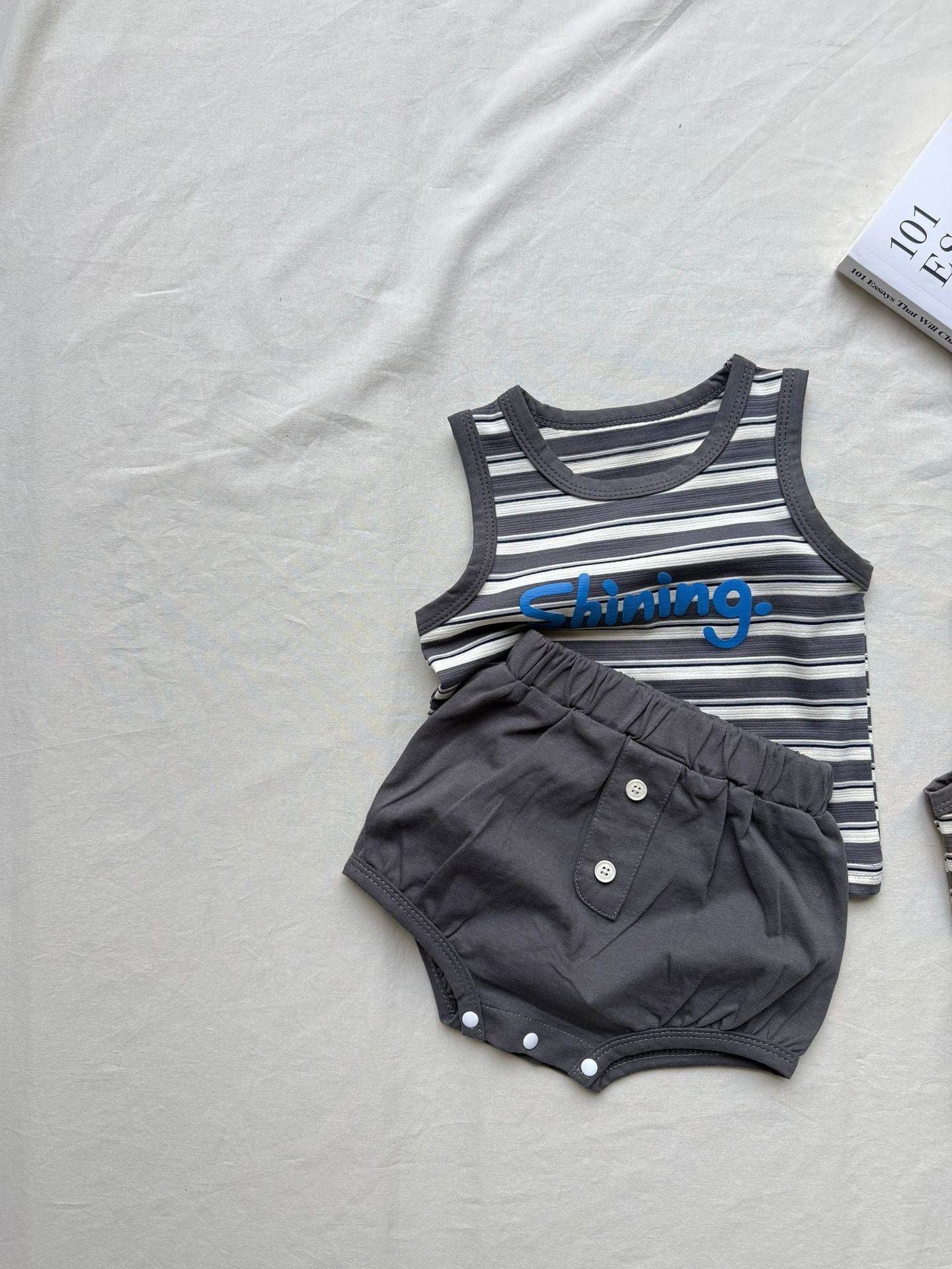 ノースリーブセットアップ ボーダータンクトップ+ブルマパンツセットアップ 2点セット【mh0010420】